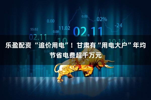 乐盈配资 “追价用电”！甘肃有“用电大户”年均节省电费超千万元