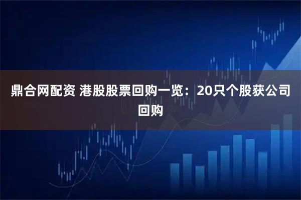 鼎合网配资 港股股票回购一览：20只个股获公司回购