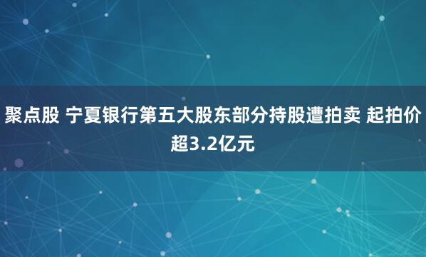 聚点股 宁夏银行第五大股东部分持股遭拍卖 起拍价超3.2亿元